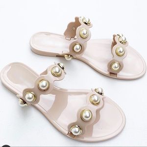 Nude pearl jelly sandal. Never worn!